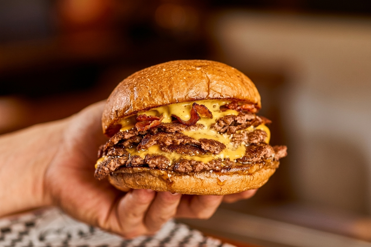 Dois burgers Sall's, duas m&atilde;os